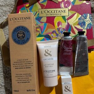 L'OCCITANE Hand Cream and Body Milk Set - White, Pink, Purple